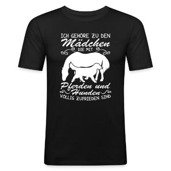 Hunden völlig zufrieden - Männer Slim Fit T-Shirt - Schwarz - Vorne - Nik (191cm)