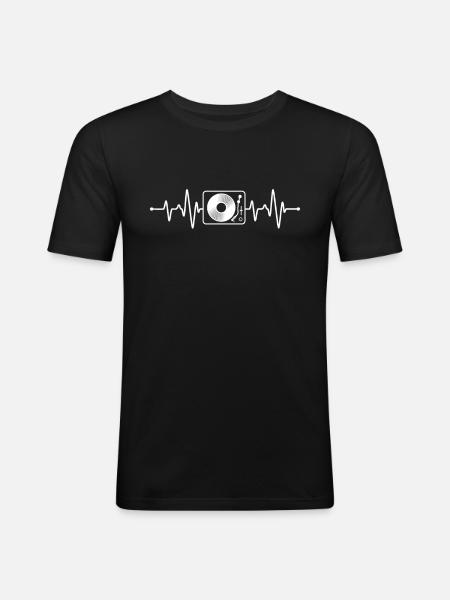 DJ Techno Heartbeat - Men's Slim Fit T-Shirt - black