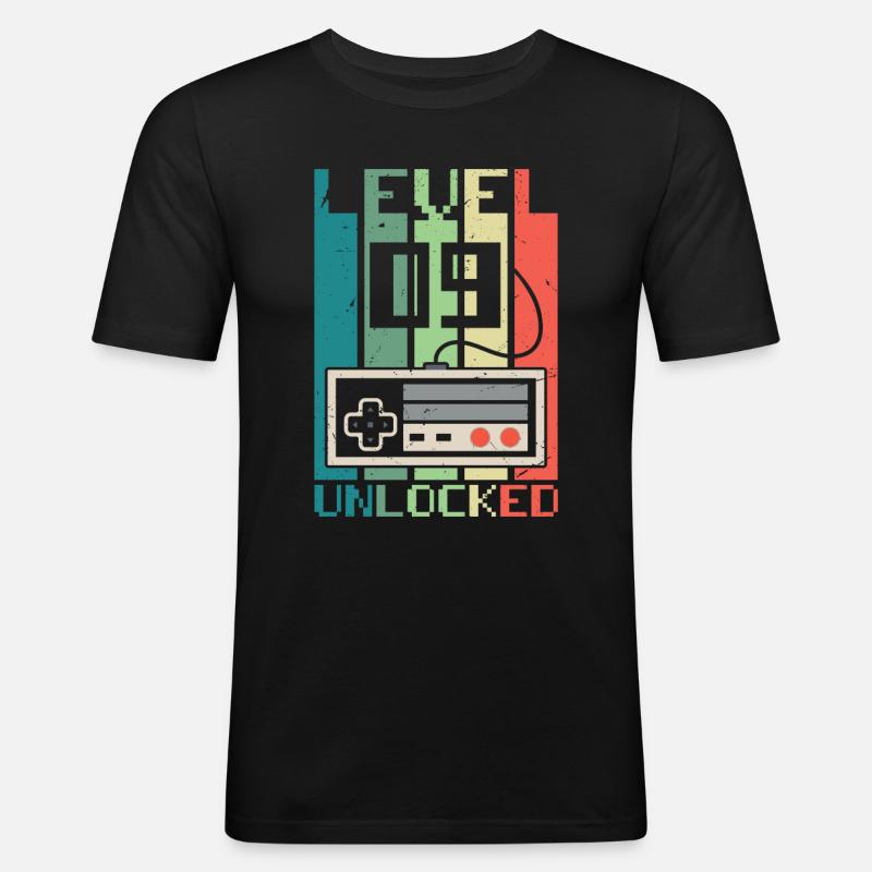 Level 9 Unlocked - Men's Slim Fit T-Shirt - black