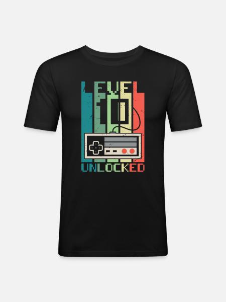 Level 10 Unlocked - Men's Slim Fit T-Shirt - black