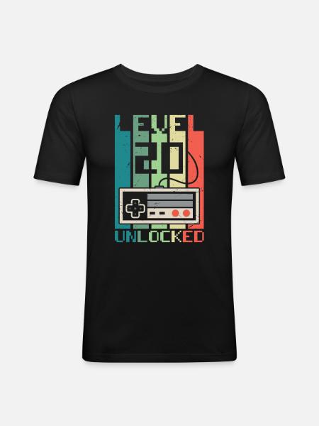 Level 20 Unlocked - Men's Slim Fit T-Shirt - black