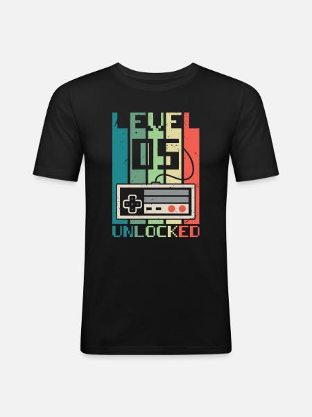 Level 5 Unlocked - Men's Slim Fit T-Shirt - black