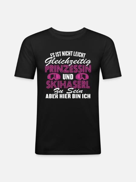 Prinzessin und Skihaserl - Männer Slim Fit T-Shirt - Schwarz