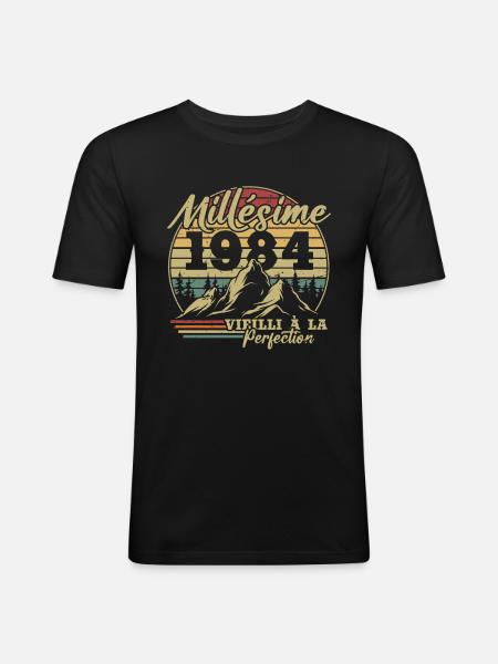 Millésime 1984 - T-shirt près du corps Homme - noir