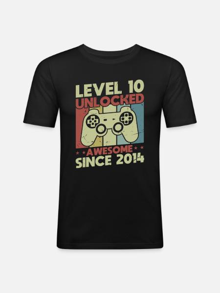 Level 10 Unlocked - Men's Slim Fit T-Shirt - black