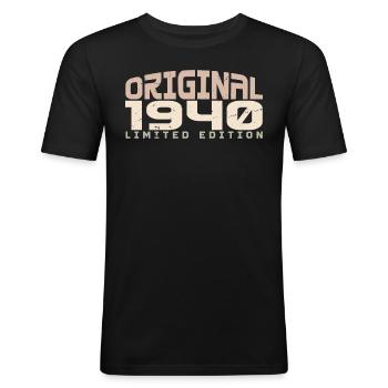 Vintage 1940's Limited Edition 1940's Birthday - Men's Slim Fit T-Shirt - black - Front - Nik (191cm)