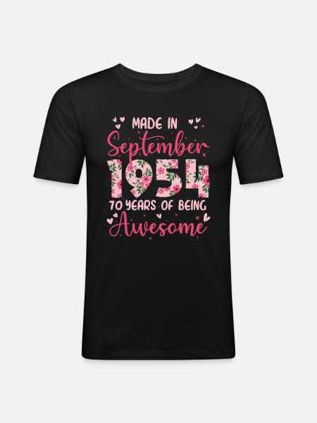 September 1954 Women's 70th Anniversary - Men's Slim Fit T-Shirt - black