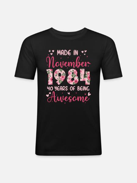November 1984 Women's 40th Anniversary - Men's Slim Fit T-Shirt - black