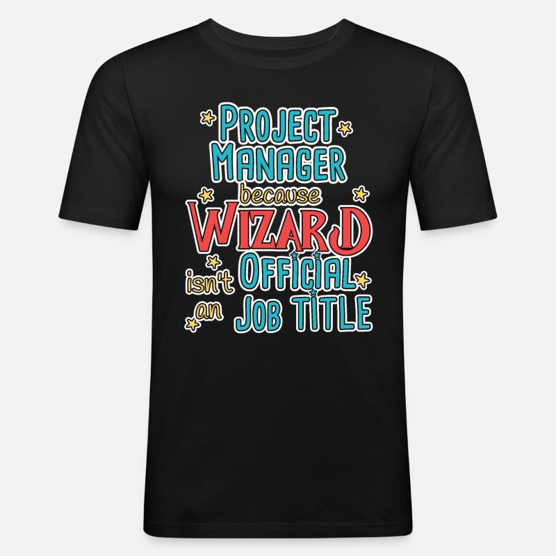 Project Manager Wizard - Männer Slim Fit T-Shirt - Schwarz