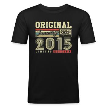 Original Januar 2015 Jahrgang Geburtstag Retro - Männer Slim Fit T-Shirt - Schwarz - Vorne - Nik (191cm)