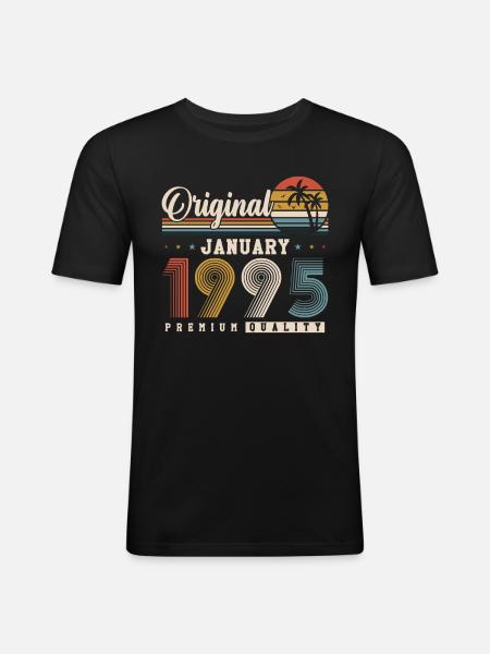 Alkuperäinen tammikuu 1995 Vintage Retro syntymäpäivä - Miesten tyköistuva t-paita - musta
