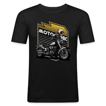 Motorradfahrer. Motorrad. Ride free. - Männer Slim Fit T-Shirt - Schwarz - Vorne - Nik (191cm)