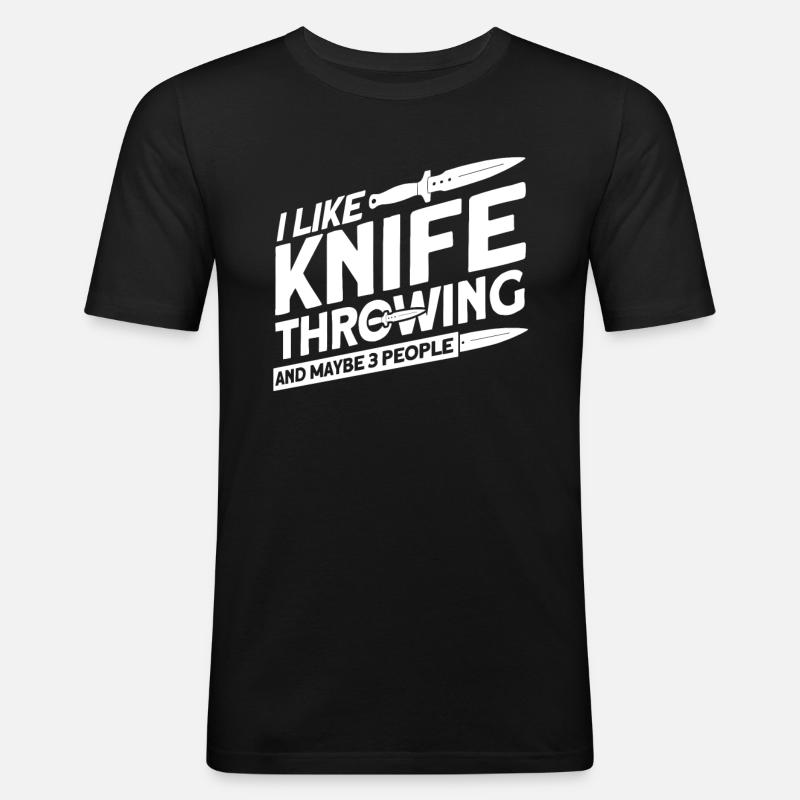 Messerwurfscheibe Geschenk Messerwerfer - Männer Slim Fit T-Shirt - Schwarz