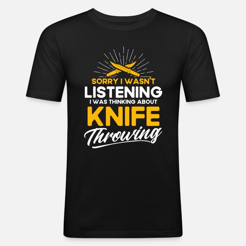 Messerwurfscheibe Geschenk Messerwerfer - Männer Slim Fit T-Shirt - Schwarz