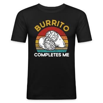 Burrito Taco Mexique Nourriture Fan Burrito Manger - T-shirt près du corps Homme - noir - Devant - Nik (191cm)