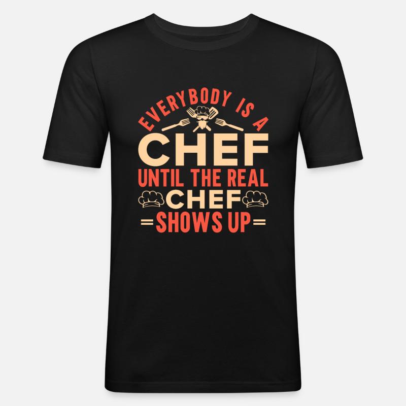 Küchenchef Spruch Geschenk Lustig Koch - Männer Slim Fit T-Shirt - Schwarz