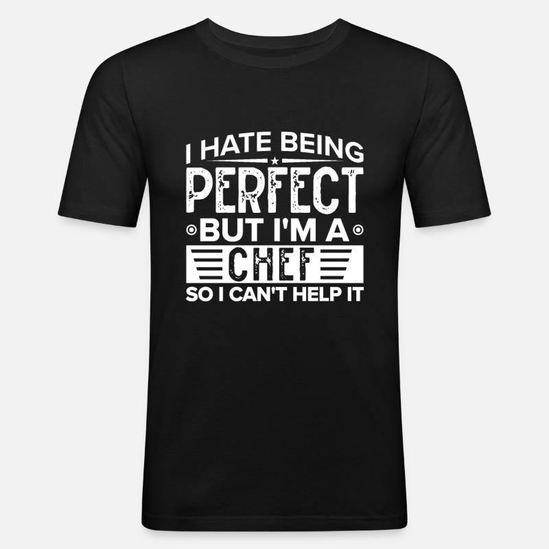 Küchenchef Spruch Geschenk Lustig Koch - Männer Slim Fit T-Shirt - Schwarz