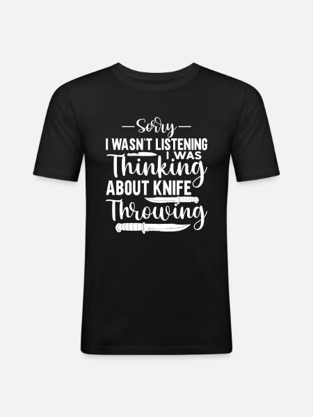 Messerwurfscheibe Geschenk Messerwerfer - Männer Slim Fit T-Shirt - Schwarz