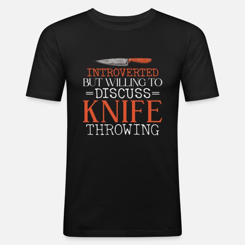 Messerwurfscheibe Geschenk Messerwerfer - Männer Slim Fit T-Shirt - Schwarz
