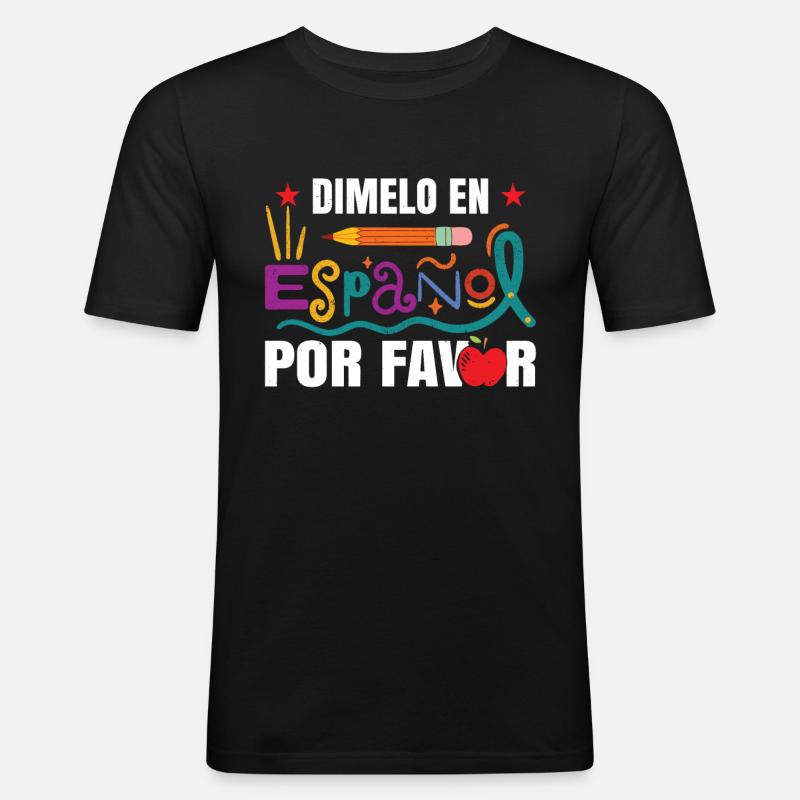 Lustige Schule Spanischlehrer - Männer Slim Fit T-Shirt - Schwarz