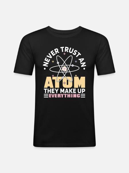 Funny Atom Science Chemistry - Men's Slim Fit T-Shirt - black