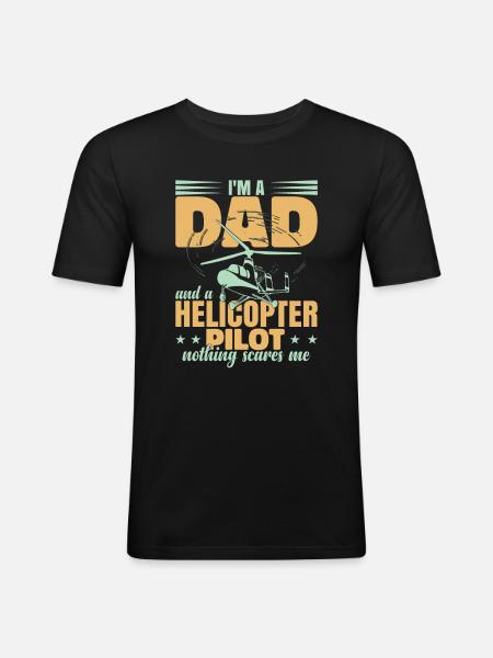 Helicopter Pilot Dad - Men's Slim Fit T-Shirt - black