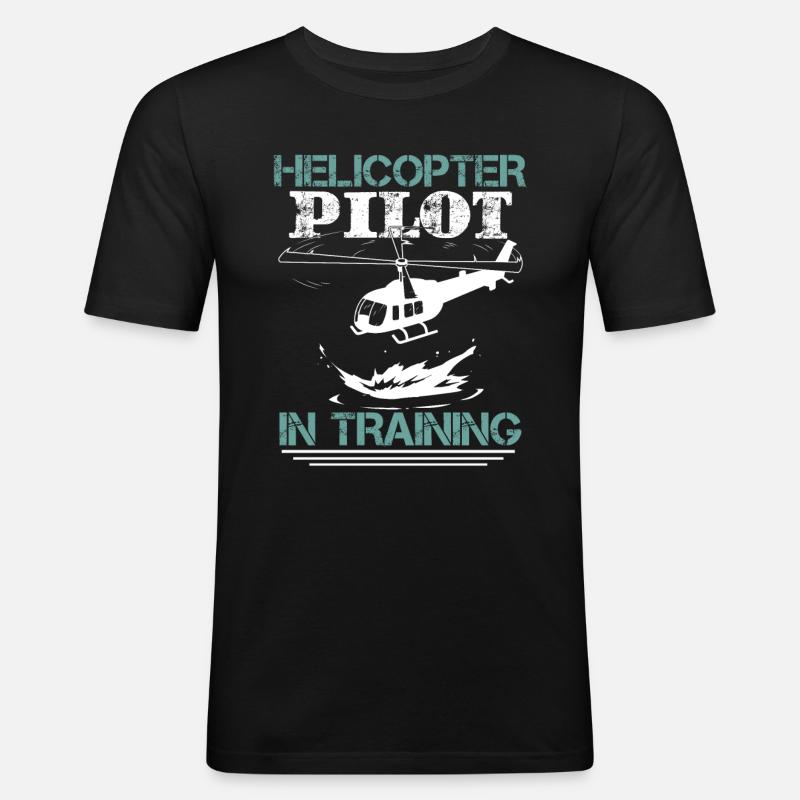 Lustiger Hubschrauberpilot Luftfahrt - Männer Slim Fit T-Shirt - Schwarz