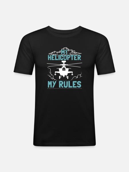 Aviation Flying Helicopter Pilot - Men's Slim Fit T-Shirt - black