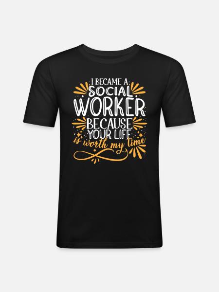Ich wurde Sozialarbeiter - Männer Slim Fit T-Shirt - Schwarz