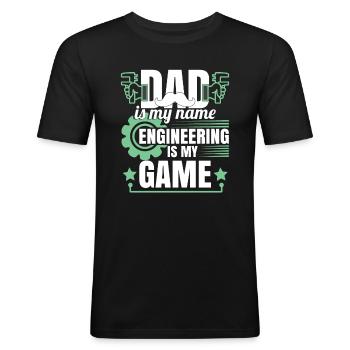 Lustiger Vater Ingenieurshumor - Männer Slim Fit T-Shirt - Schwarz - Vorne - Nik (191cm)