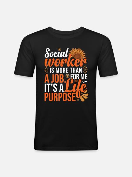 Social Worker Sunflower - Men's Slim Fit T-Shirt - black