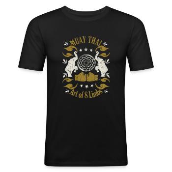 Muay Thai Art Of 8 Limits Fighter Gift Idea - Männer Slim Fit T-Shirt - Schwarz - Vorne - Nik (191cm)