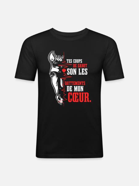 Cœur battant cheval - T-shirt près du corps Homme - noir