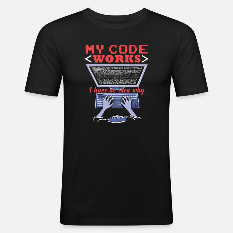 Fuuny Coder Programmierer - Männer Slim Fit T-Shirt - Schwarz