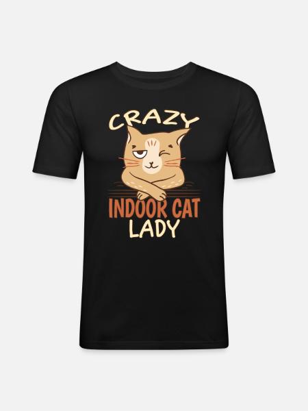Crazy Indoor Cat Lady - T-shirt près du corps Homme - noir
