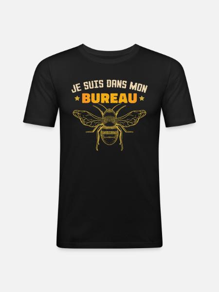 Je Suis Dans Mon Bureau - T-shirt près du corps Homme - noir