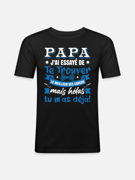 Papa Humour Fête De Père - T-shirt près du corps Homme - noir