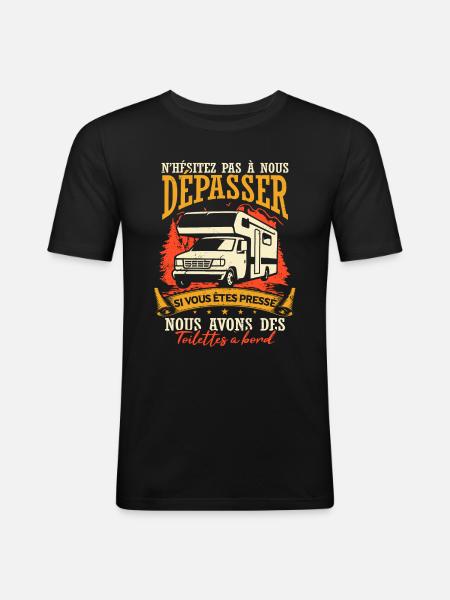 Drôle Camping-Car Humour - T-shirt près du corps Homme - noir