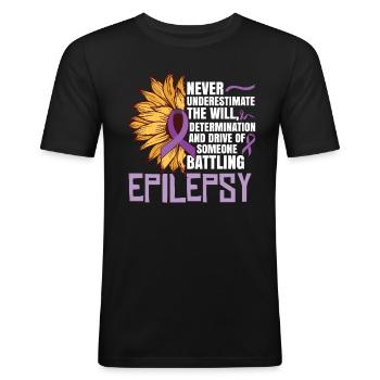Epilepsy Warrior Women Awareness Month - Men's Slim Fit T-Shirt - black - Front - Nik (191cm)