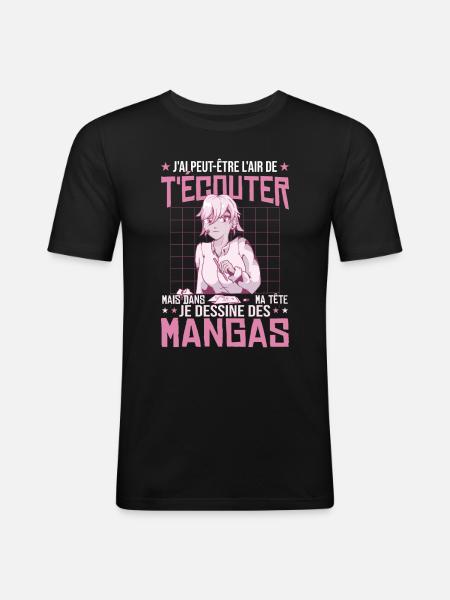 I draw manga - Men's Slim Fit T-Shirt - black