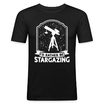Stargazer Gift Kosmologie Stargazing - Männer Slim Fit T-Shirt - Schwarz - Vorne - Nik (191cm)