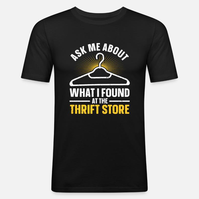 Secondhand Laden Hofverkauf Geschenk Thrifting - Männer Slim Fit T-Shirt - Schwarz