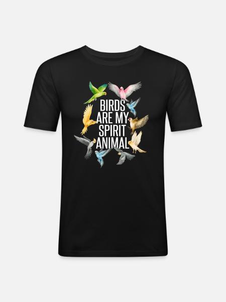 Drôle d’oiseaux - T-shirt près du corps Homme - noir