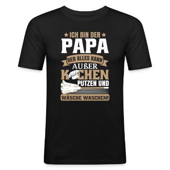 Ich bin der Papa der alles kann - Männer Slim Fit T-Shirt - Schwarz - Vorne - Nik (191cm)