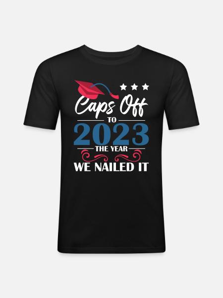 Caps Of To 2023 Graduation - Men's Slim Fit T-Shirt - black