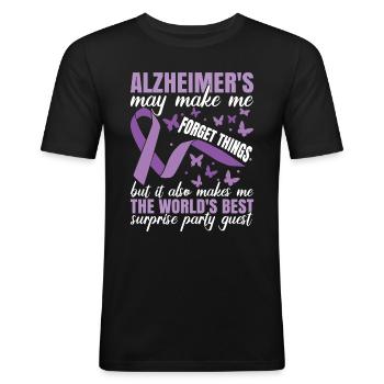 Alzheimer's Awareness | Purple Ribbon | Dement - Men's Slim Fit T-Shirt - black - Front - Nik (191cm)