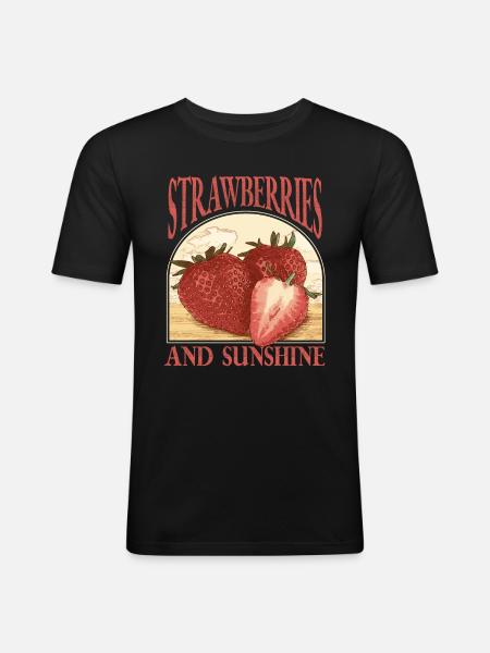 Fraise millésimée - T-shirt près du corps Homme - noir