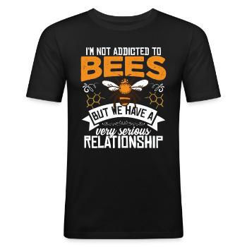 Ich bin nicht süchtig nach Bienen - Männer Slim Fit T-Shirt - Schwarz - Vorne - Nik (191cm)