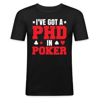 Joueur de poker Texas Hold’Em - T-shirt près du corps Homme - noir - Devant - Nik (191cm)