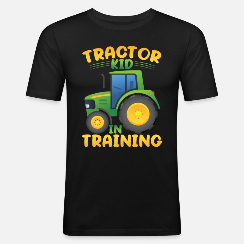 Traktorkind im Training - Männer Slim Fit T-Shirt - Schwarz